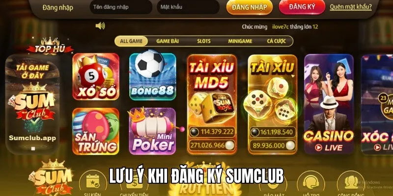 Lưu ý cần nhớ khi đăng ký Sumclub